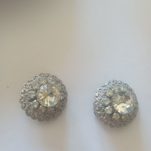 Fantastic earrings with American rhinestones new, clip fastening