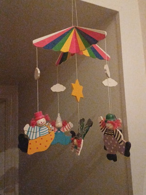 Wooden clown decoration used for kids' room