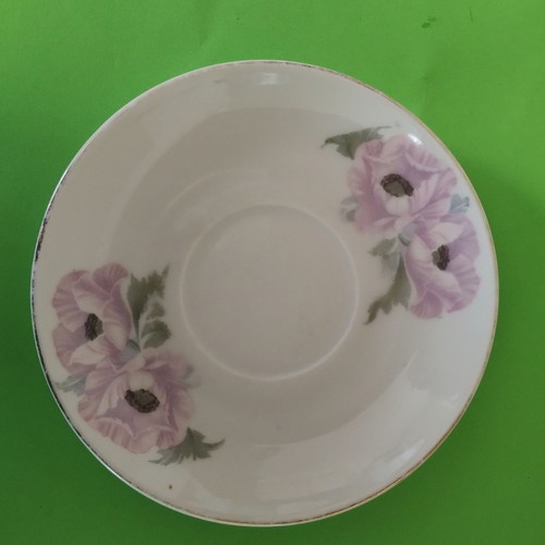 Vintage dessert plate 13 cm used with purple flowers