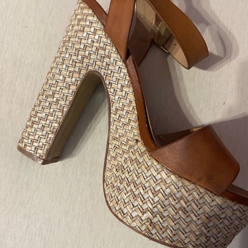 Attrattivo platform sandals like new, brown leather straps, 15 cm heel