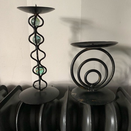 Candlesticks used, 2 black metal