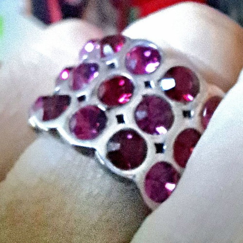 Dyrberg/Kern ring new with 15 large pink and fuchsia Swarovski crystals