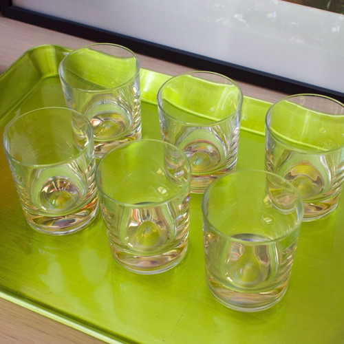 Crystal glasses like new, set of 6 for whiskey, juice, water