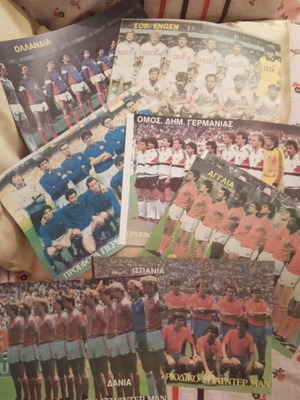 Spider-Man magazine collectible posters with 1980s national football teams
