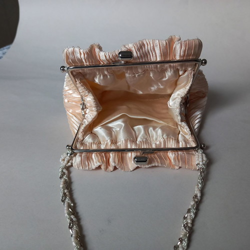 Evening satin bag embroidered with beads new