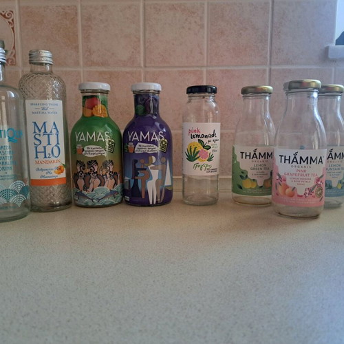 Glass bottles like new, collection of 16 pieces