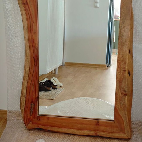 Solid wood mirror with natural wood finish