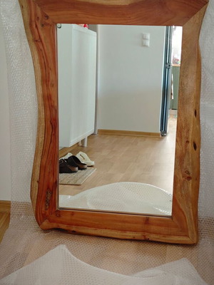 Solid wood mirror with natural wood finish