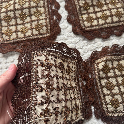 Vintage coasters/doilies with lace and decorative beads like new