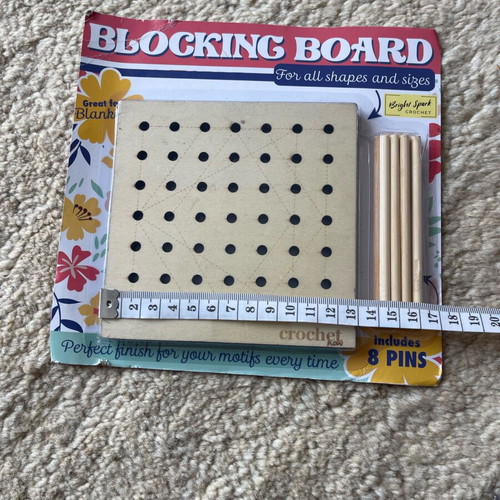 Wooden blocking board new with 8 wooden pins for knitted motifs
