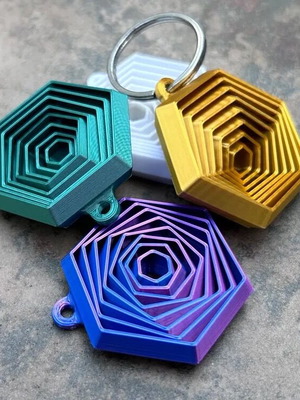 Infinity Hexagon Spinner Keychain 3D printed new, set of 2