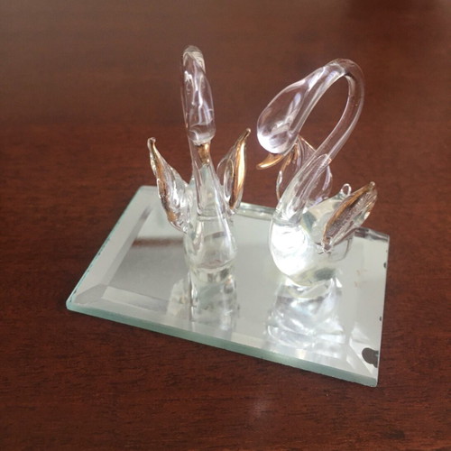 Ornament with two crystal swans used, gold accents