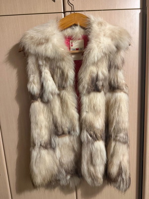 Fur vest used, beige, size M
