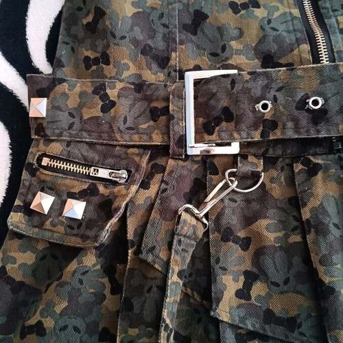 Denim dress with skulls and rabbits camouflage like new