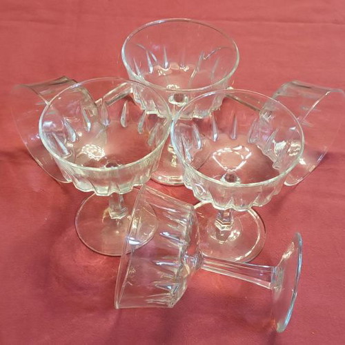 Vintage stemmed glasses used for cocktails or ice cream, from France