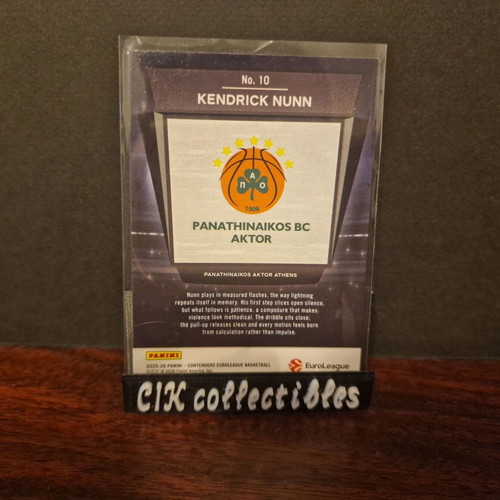 Panini Euroleague Contenders Panathinaikos Nunn Atmosphere card new