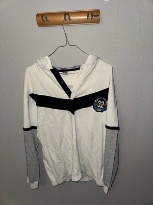 White long-sleeve Esprit shirt used with buttons and blue stripe, size S