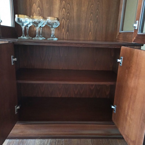 Showcase cabinet like new, MDF with beech wood details, 102x200x50cm