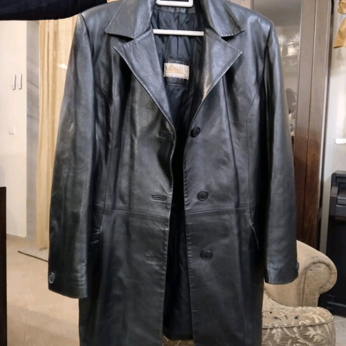 Leather women's coat used, black, size L