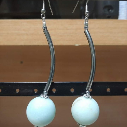 Earrings with amazonite in steel new