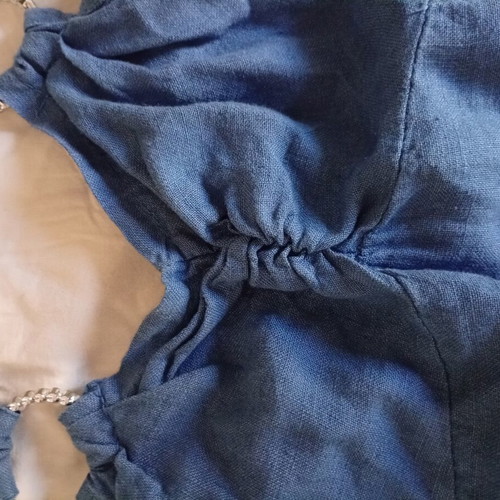 Linen dress with neck tie like new, size S, blue