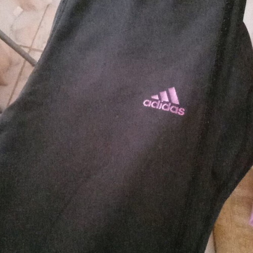 Adidas Lycra sports leggings black with pink details, size M