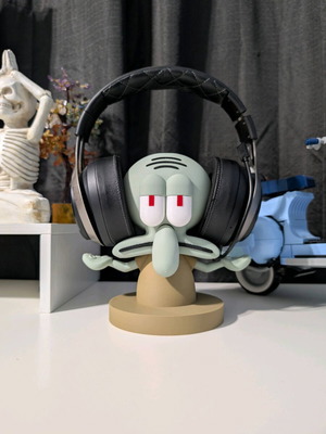 Squidward headphone holder new, printed