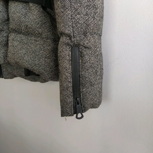Grey down jacket Zara used, with belt and zipper details