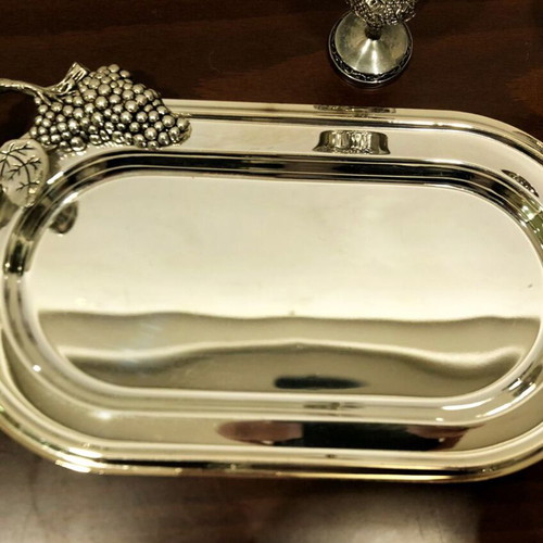 Silver-plated liqueur set like new with tray and 6 glasses