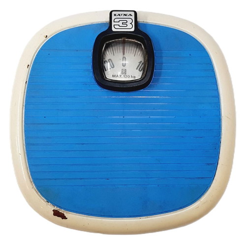 Vintage mechanical scale used, 120 kg, analog display, stable platform