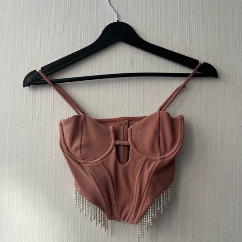 Bershka crop top used, pink, size XS