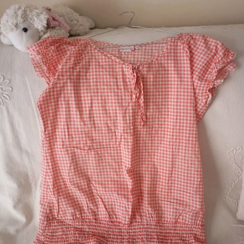 Summer blouse like new, cotton, white and pink, size XXL