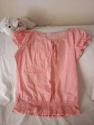 Summer blouse like new, cotton, white and pink, size XXL