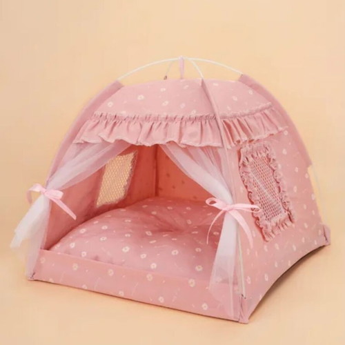 Sweet Dreams Pink 2 dog and cat bed new, pink tent style with cushion