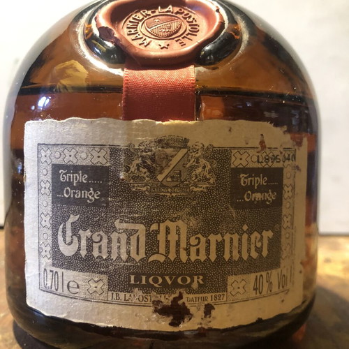 Grand Marnier collectible bottle with cork and drink, 1970s-1980s, used