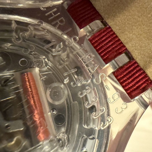 Swatch Gent Roi Soleil watch 1993 limited edition like new, blue dial, red leather strap