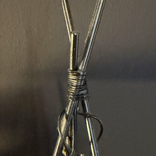 Metal Teepee Decorative Candlestick with Glass Tealight and Lighting like new
