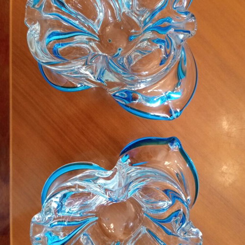 Vintage Murano Art Glass Butterfly Bowls set of 2, mint condition