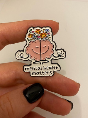 Καρφίτσα Pin "mental health matters" καινούργια, ροζ πολύχρωμη