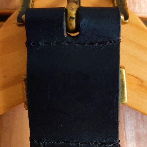 Staff leather belt new, dark brown with stud design and gold buckle