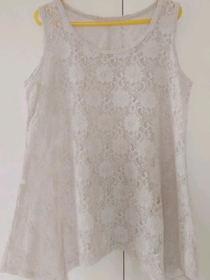 Beige lace blouse long like new, one size
