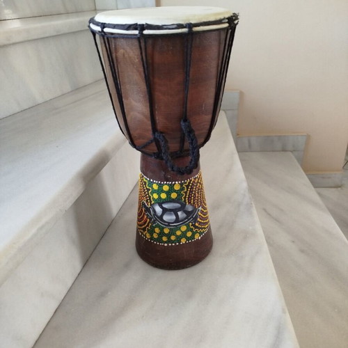 Djembe drum like new with dot art turtle decoration