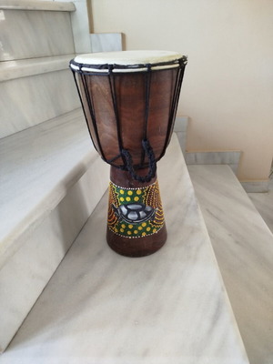 Djembe drum like new with dot art turtle decoration