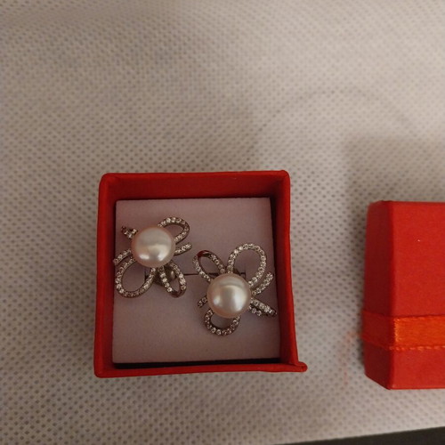 925S silver earrings with pearl and zirconia