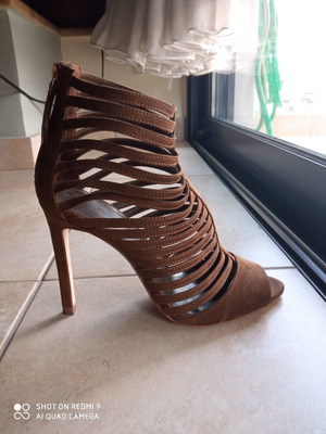 Zara open toe booties used, brown, size 36