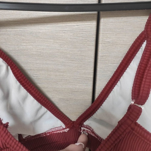 Decoro bikini set ribbed high waist swimwear new, wine red