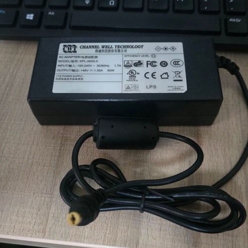 CWT 48V 1.35A 65W AC DC Power Supply KPL-065S-II for Hikvision NVR PoE like new