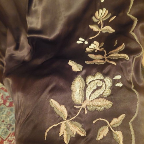 Handmade mink fur coat with silk lining, brown