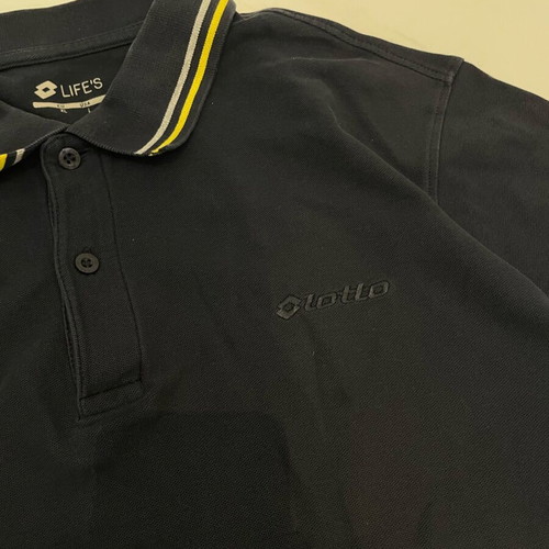 Lotto black polo used, size XL with collar details