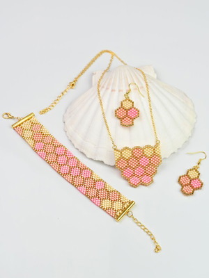 Coral Tenderness Set custom made with bracelet, necklace and earrings
